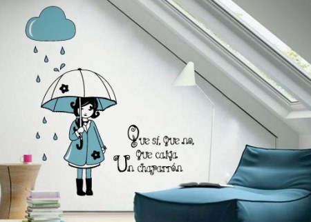 vinilo decorativo niña con paraguas